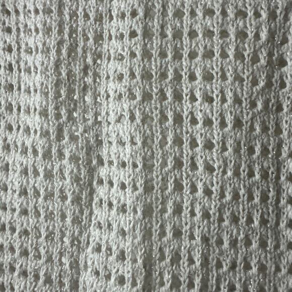 GAP Sweater Small Open Knit Silver Sparkle Metallic Cotton Womens - Picture 2 of 6